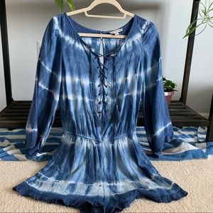 Blue Tie-Dye American Eagle Romper
